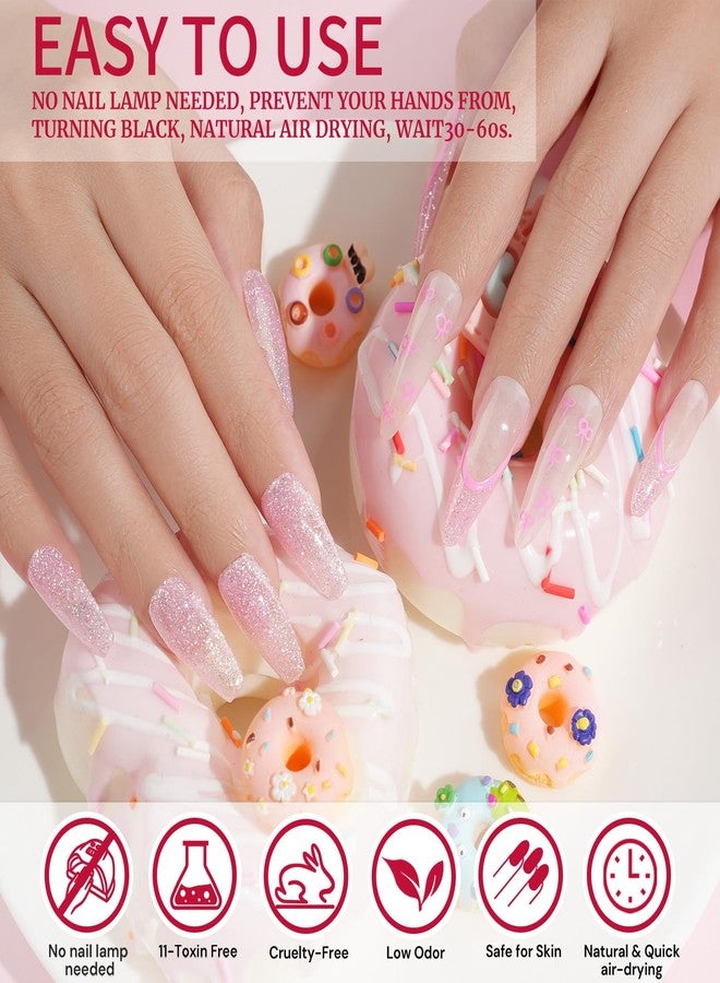 EODCI Dip Powder Glitter Pink Color, 1 Oz/28g Dipping Powder French Nail Art Starter Manicure Salon DIY at Home Glitter Odor-Free and Long-Lasting, No Need Nail Lamp Curing - Image 5